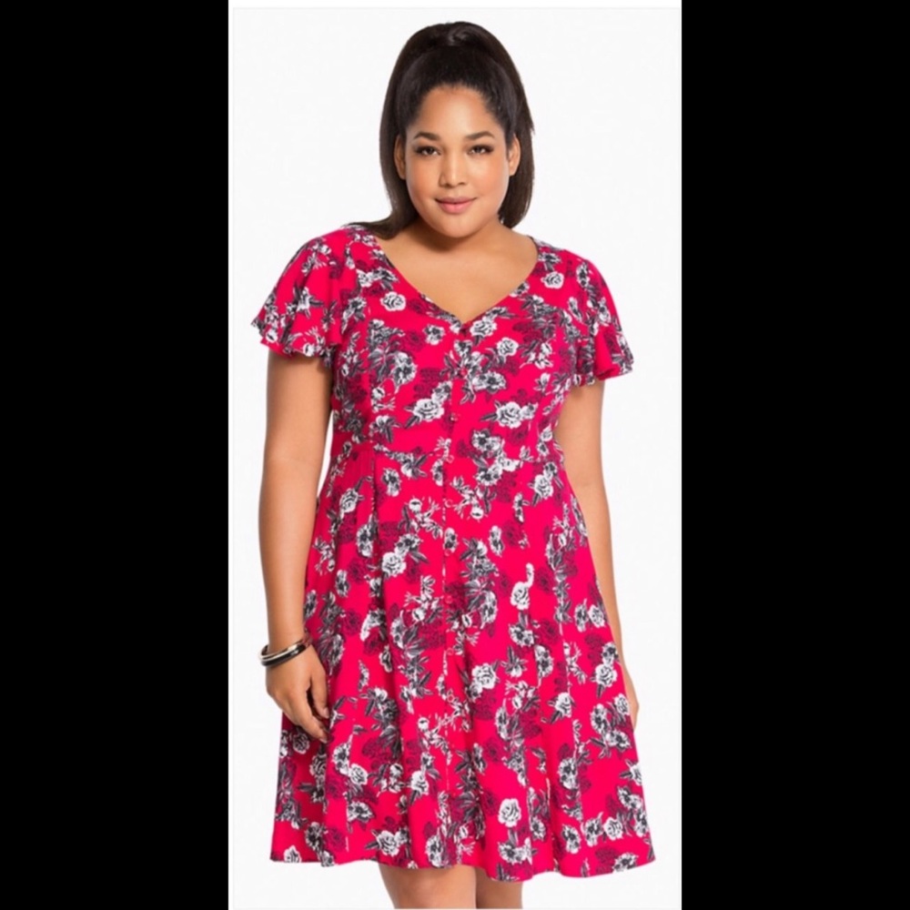 Torrid floral hot pink challis dress